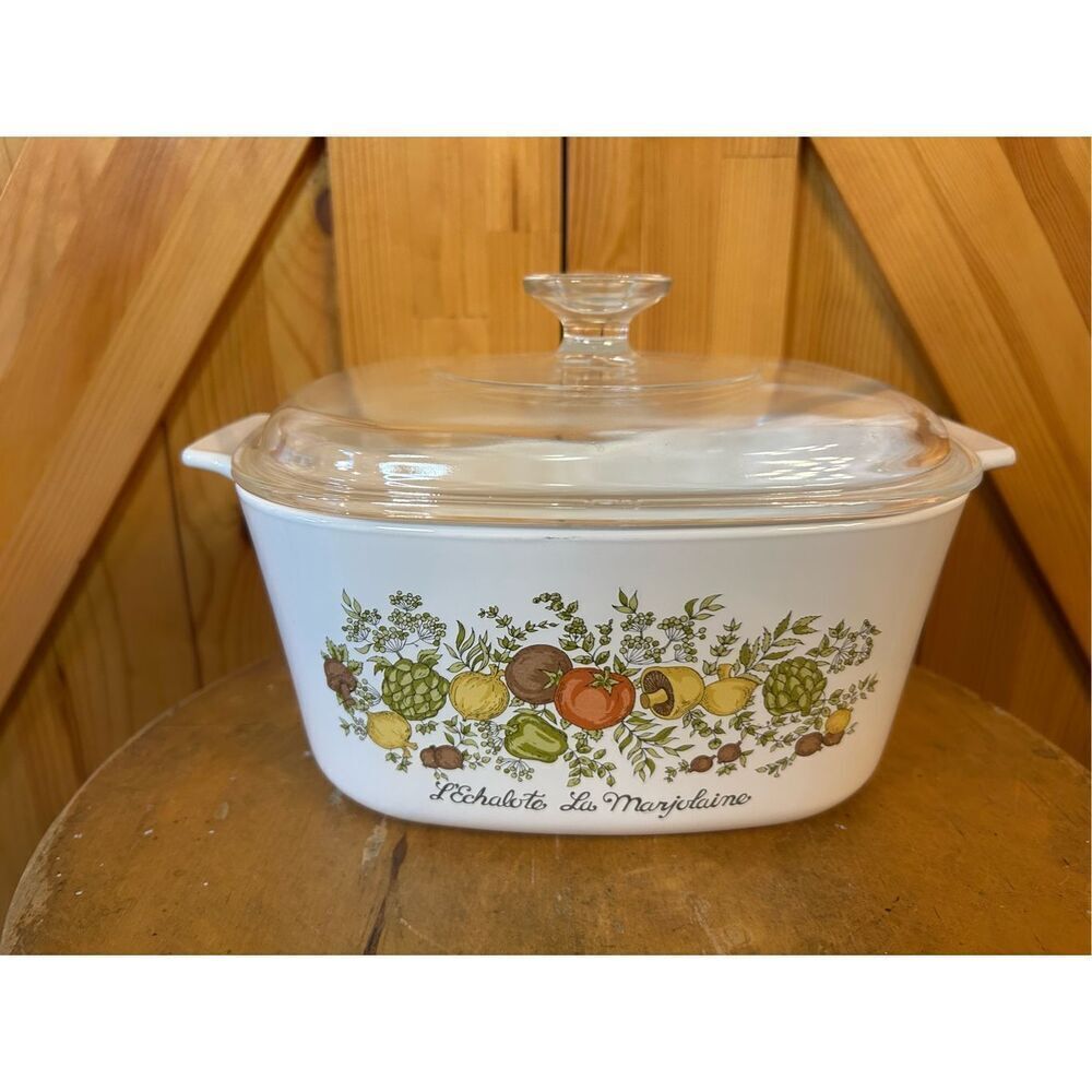 Vtg CORNING WARE A-3-B 3 QUART CASSEROLE DISH W/ PYREX A9C LID-SPICE OF LIFE (84
